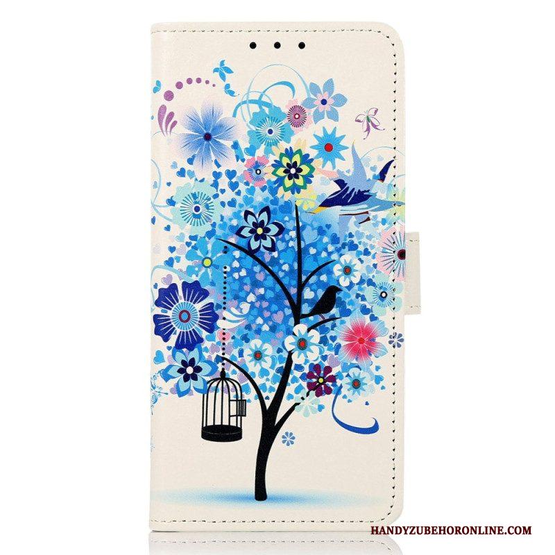 Leren Hoesje voor iPhone 14 Pro Max Bloeiende Boom