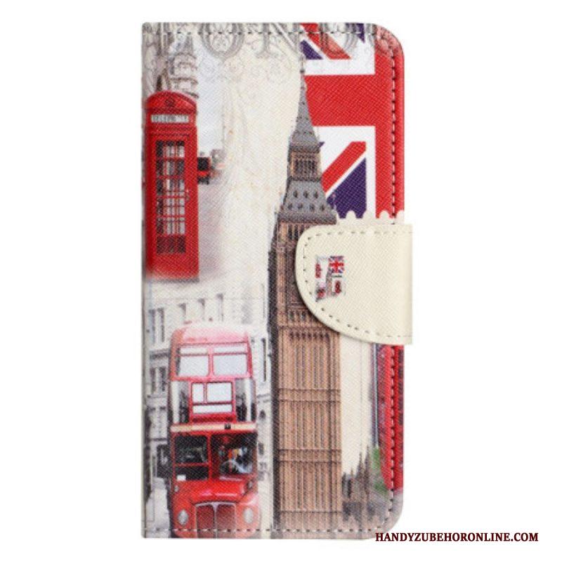 Leren Hoesje voor iPhone 14 Pro Reis Naar Londen