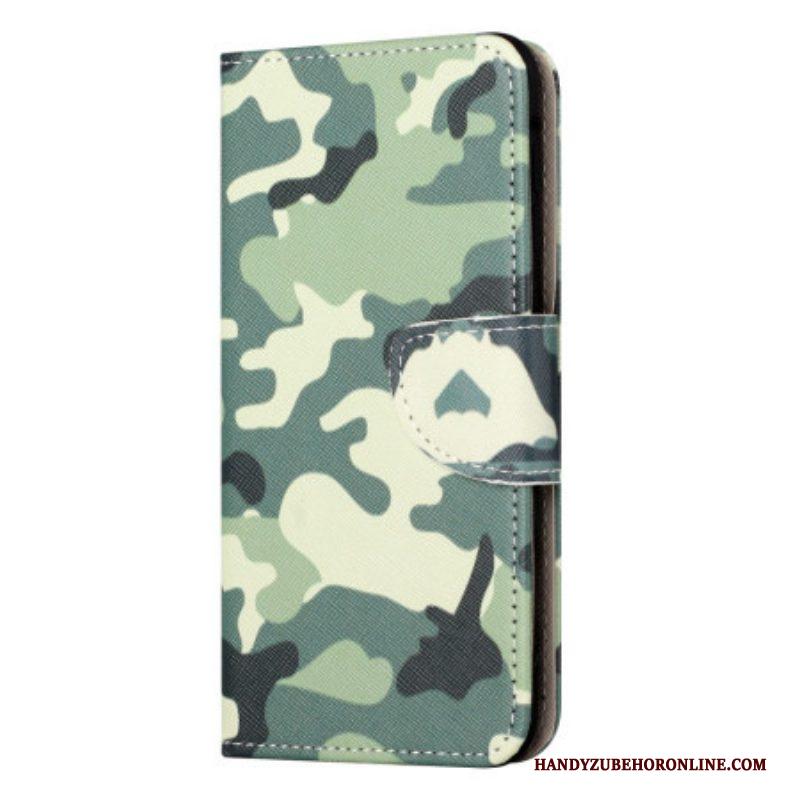 Leren Hoesje voor iPhone 15 Militaire Camouflage