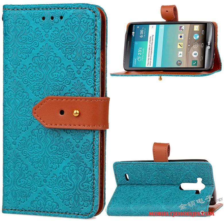 Lg G3 Blauw Mobiele Telefoon Clamshell Hoesje Telefoon Siliconen Leren Etui