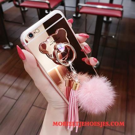 Lg G4 Siliconen Trend Gesp Rose Goud Ring Hoesje Telefoon Pompom