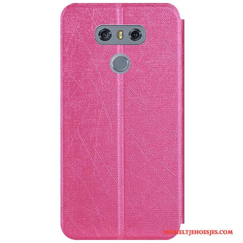 Lg G6 Hoesje Hoes Rood Bescherming Leren Etui Ondersteuning Folio Kleur