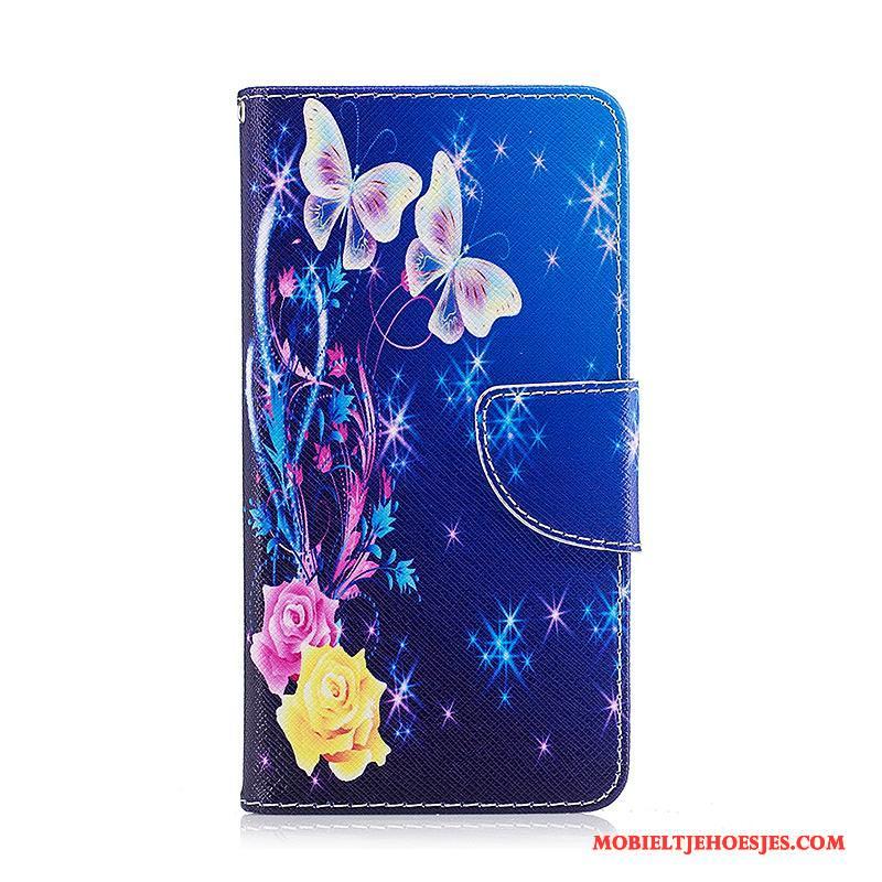 Lg K8 2017 Leren Etui Hoesje Telefoon Geschilderd Blauw Bescherming Folio