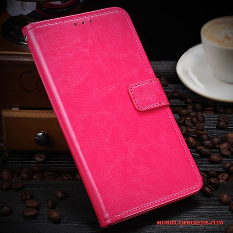 Lg Q6 Leren Etui Bescherming Hoesje Portemonnee Rood Mobiele Telefoon Folio