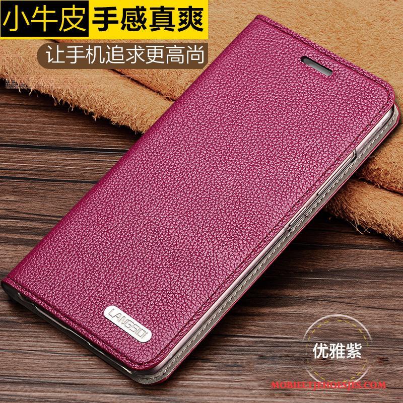 Lg V20 Echt Leer Hoesje Telefoon Anti-fall Leren Etui Zacht Leer Clamshell Purper