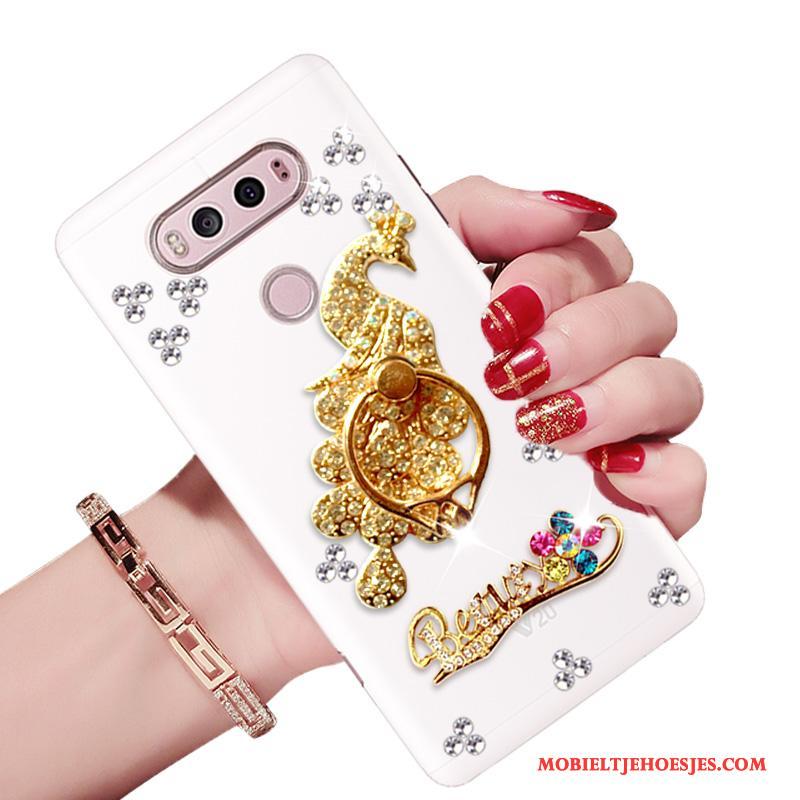 Lg V20 Hoes Met Strass Hoesje Telefoon Zacht All Inclusive Anti-fall Wit