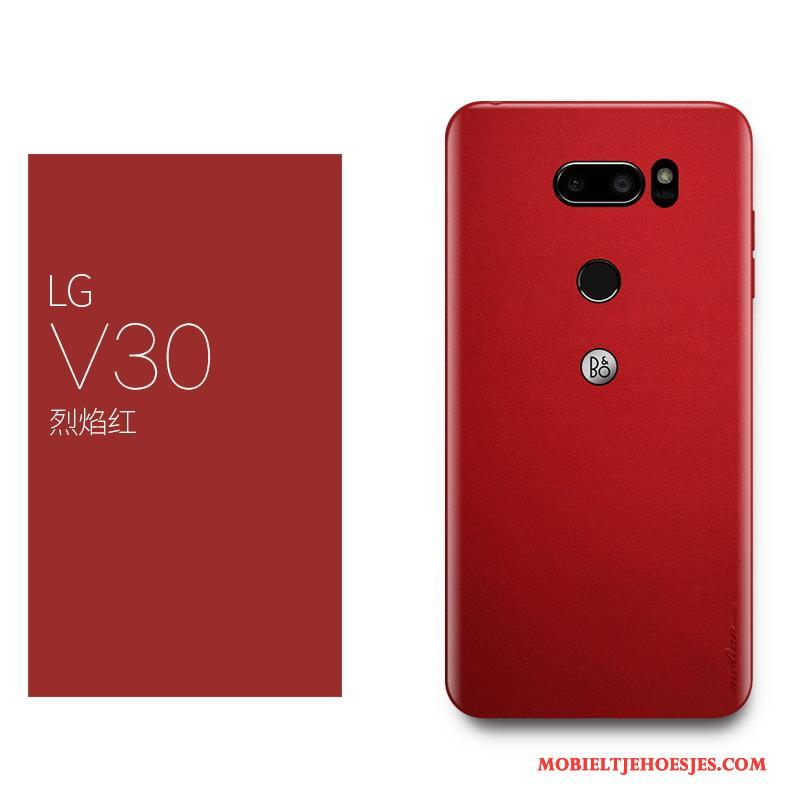 Lg V30 All Inclusive Rood Luxe Echt Leer Scheppend Hoesje Telefoon Bescherming