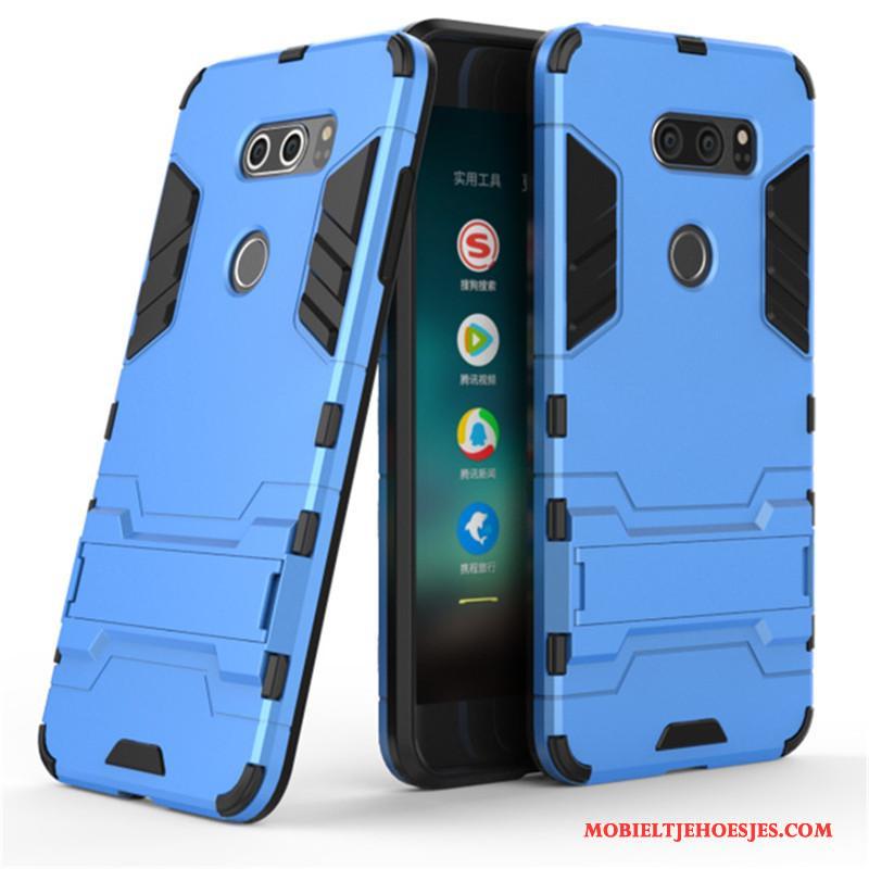 Lg V30 Blauw Bescherming Hoesje Ondersteuning Trend Anti-fall Mobiele Telefoon
