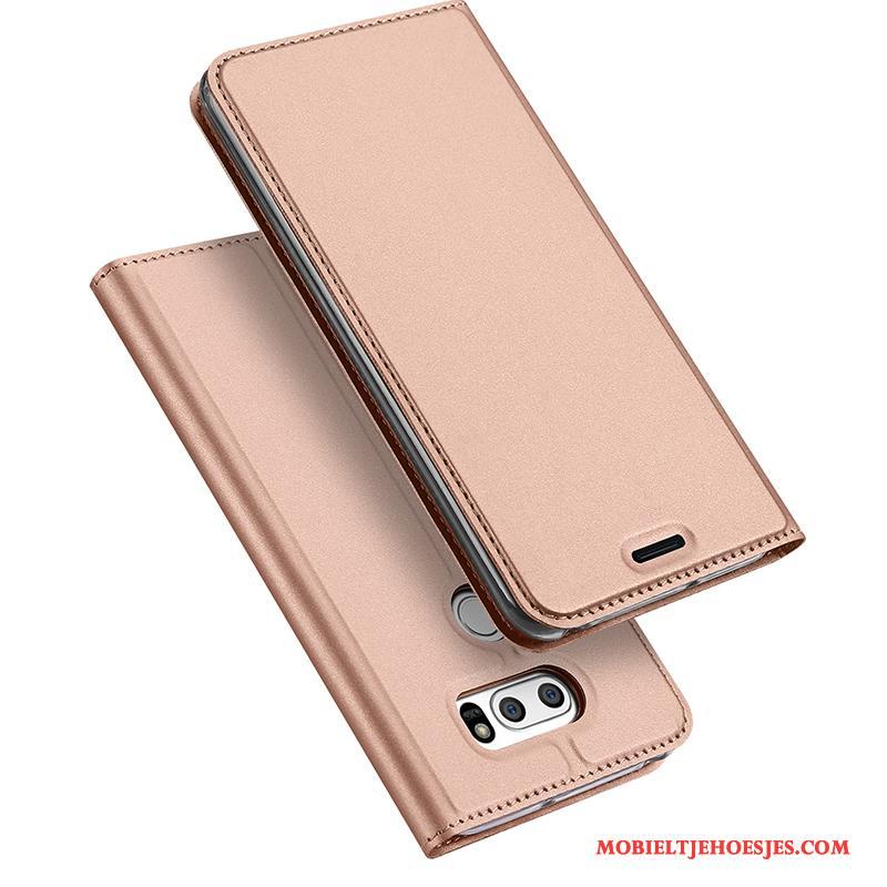 Lg V30 Hoesje Rose Goud Mobiele Telefoon Leren Etui Lichte En Dun Bescherming Bedrijf Hoes