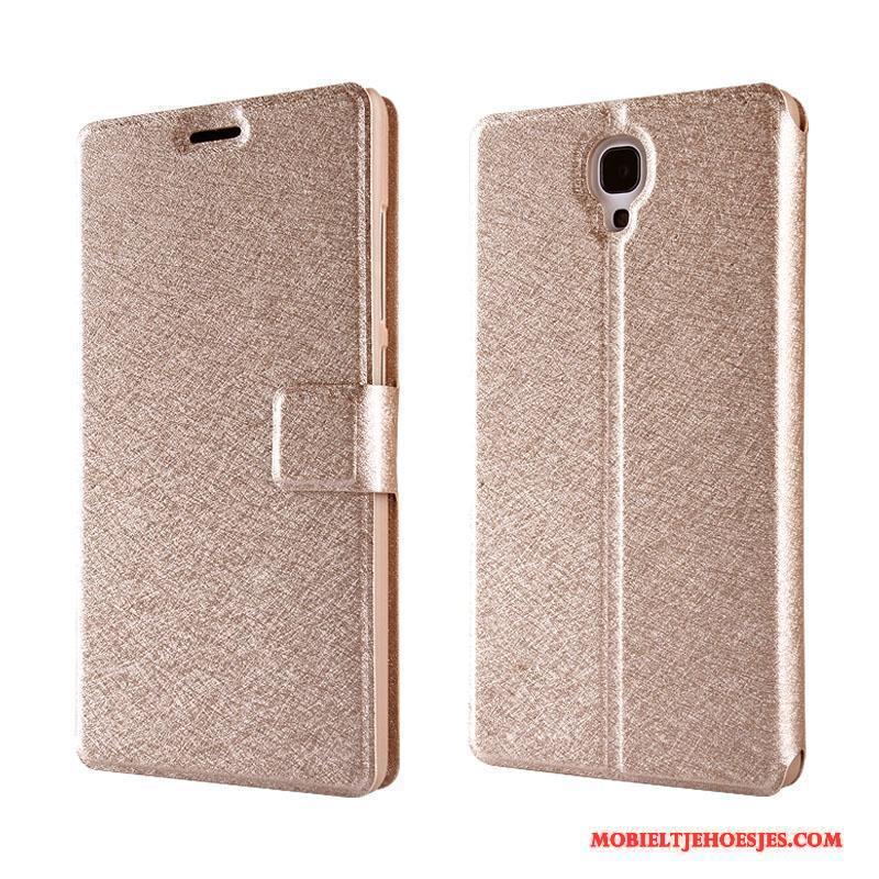 Mi 4 Hoesje Hoes All Inclusive Bescherming Anti-fall Goud Leren Etui Dun