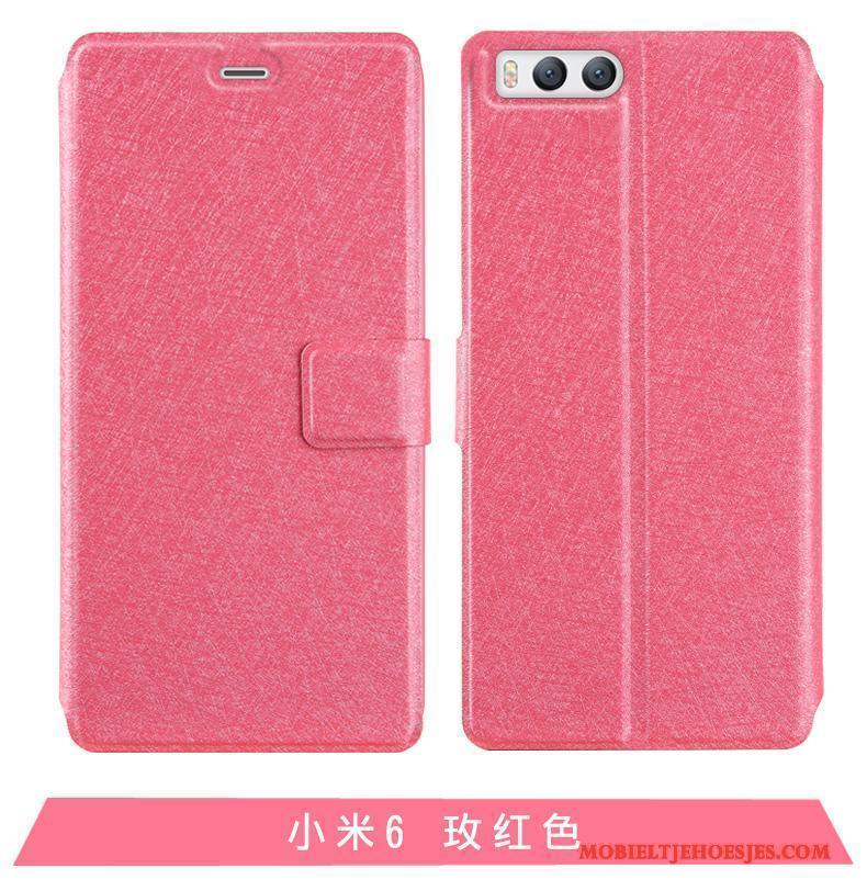 Mi 6 Leren Etui Hoesje Telefoon Clamshell Hemming Trend Bescherming Rood