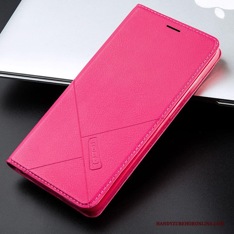 Mi A3 Anti-fall Hoesje Telefoon Siliconen Rood Leren Etui Folio Zacht