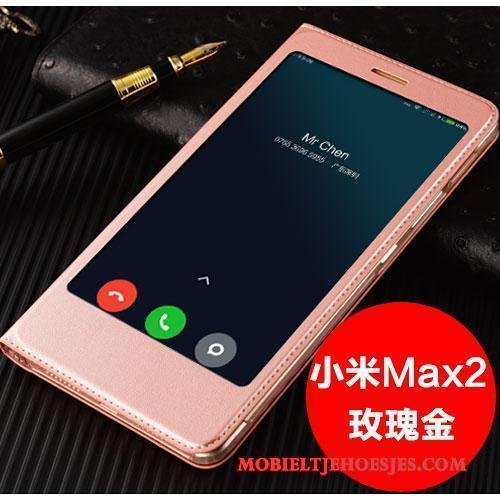 Mi Max 2 Leren Etui Hoes Clamshell Mini Rose Goud Hoesje Telefoon All Inclusive