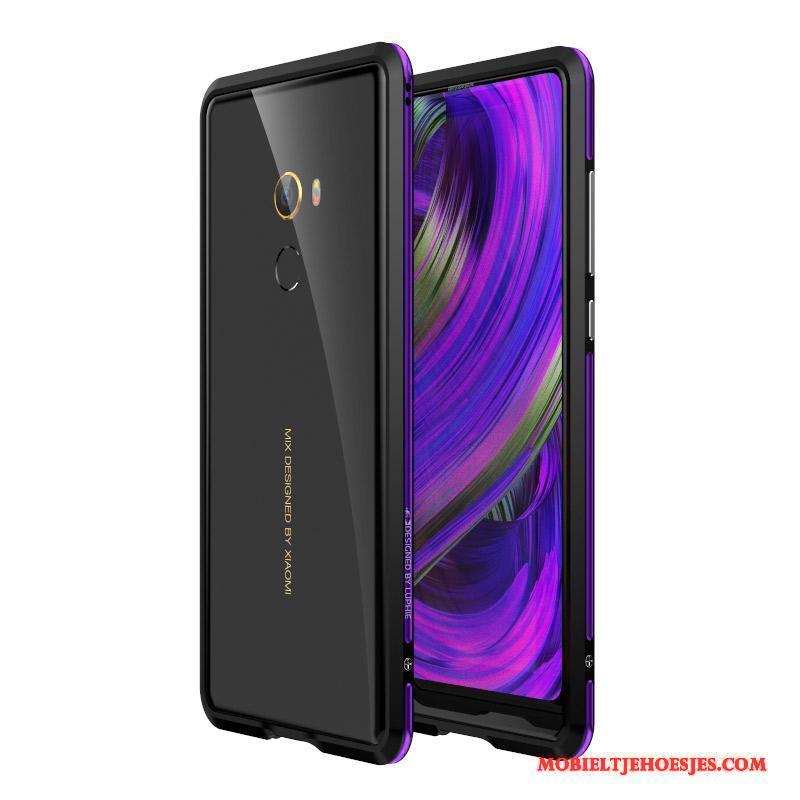 Mi Mix 2 Bescherming Achterklep Purper Omlijsting Hoesje Telefoon Metaal Mini