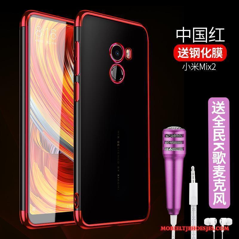 Mi Mix 2 Dun Anti-fall Hoesje Doorzichtig Rood Bescherming Zacht