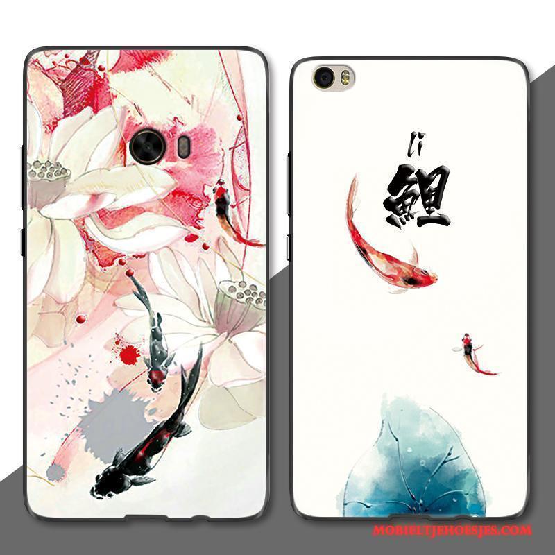 Mi Note Chinese Stijl Mini Hoesje Telefoon Karper Bescherming Roze Kunst