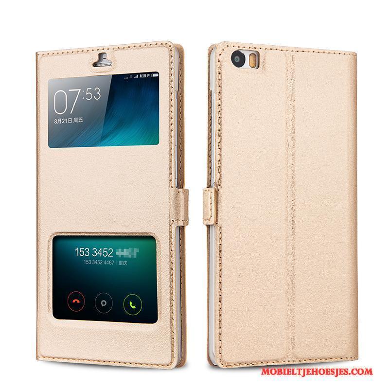 Mi Note Hoesje Mini Goud Anti-fall Leren Etui Bescherming Mobiele Telefoon Clamshell