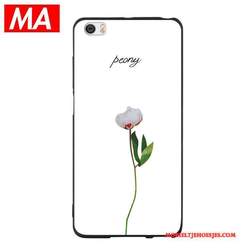 Mi Note Wit Pioen Hoesje Telefoon Siliconen Bloemen Blad Mini