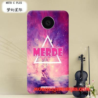 Moto C Plus Bescherming Mobiele Telefoon Hard Doorzichtig Hoes Hoesje Telefoon Purper