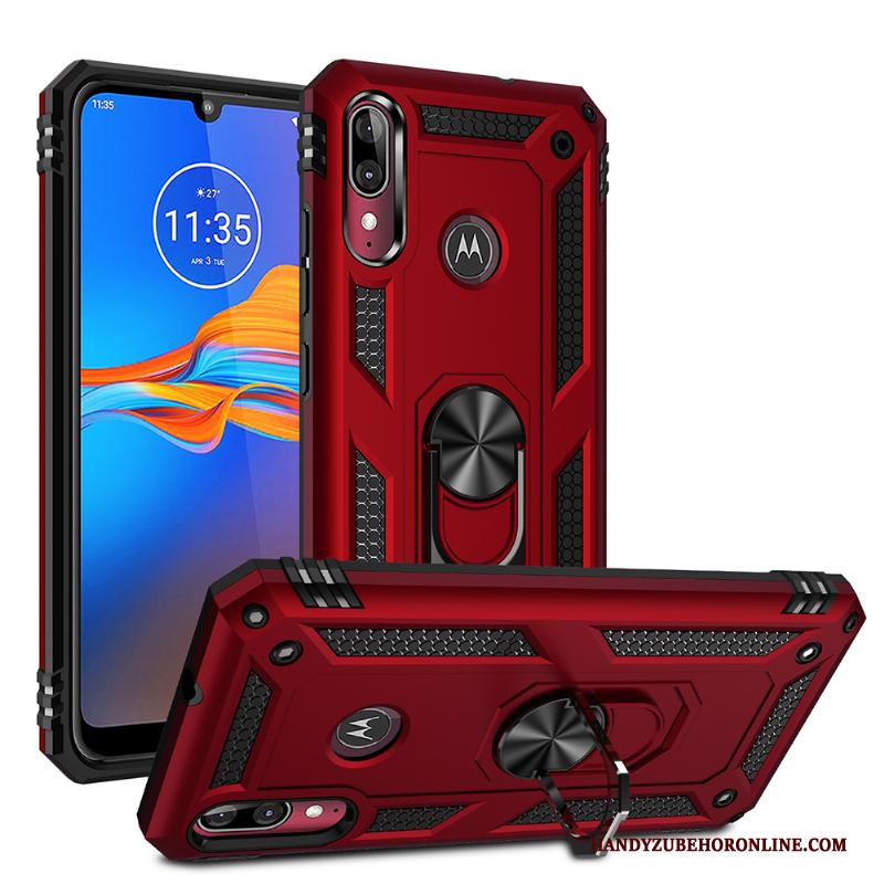 Moto E6 Plus Hoesje Telefoon Hard Auto Rood Magnetisch All Inclusive