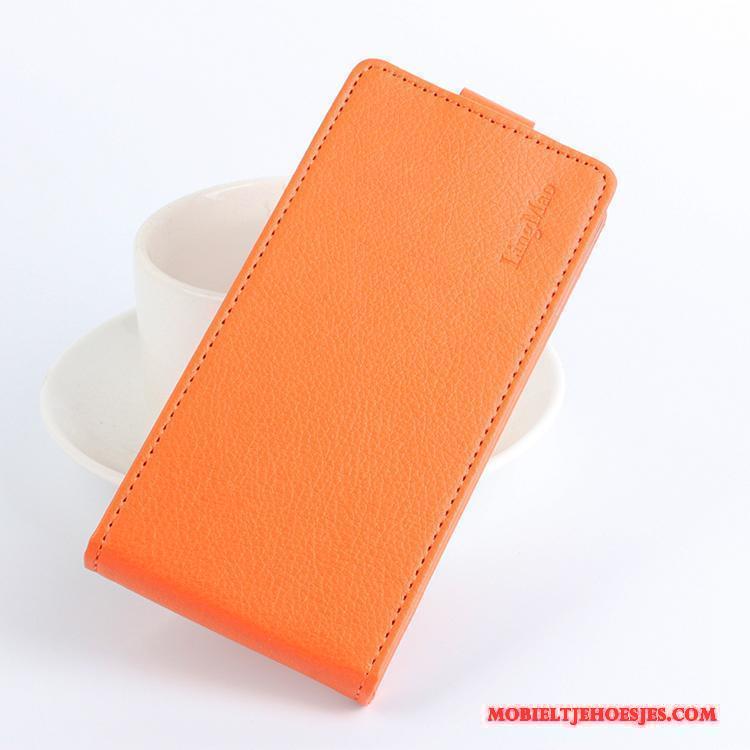 Moto G4 Play Bescherming Hoesje Anti-fall Oranje Leren Etui Mobiele Telefoon Folio