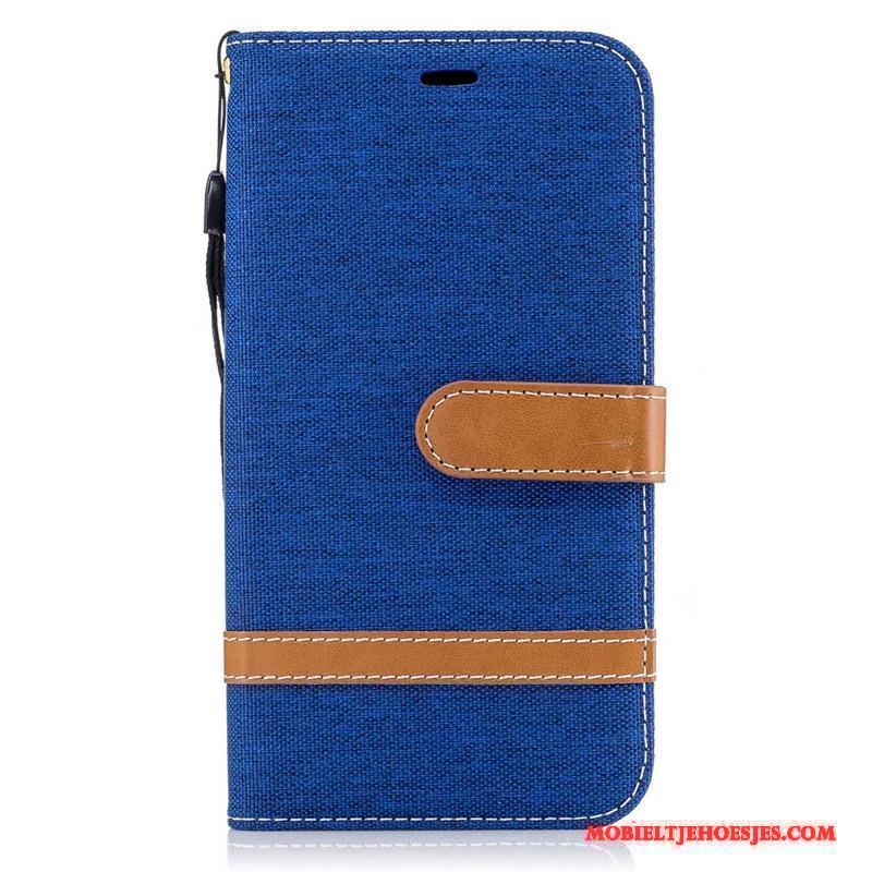 Moto G5 Blauw Hoesje Denim Trend Bescherming Folio Mobiele Telefoon