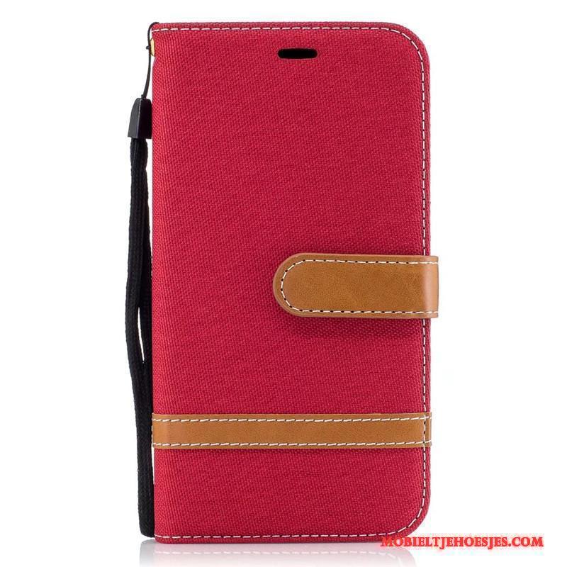 Moto G5 Plus Hoesje Mobiele Telefoon Denim Bescherming Rood