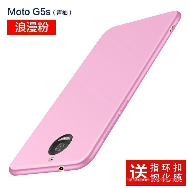 Moto G5s Bescherming Hoesje Telefoon Schrobben Dun Anti-fall Roze Siliconen