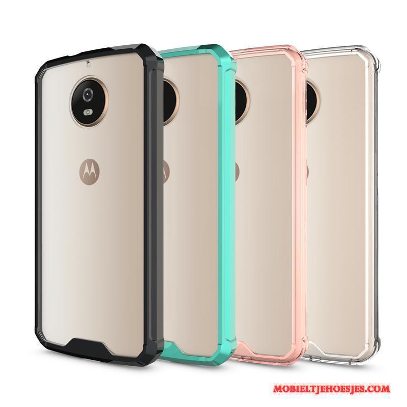 Moto G5s Plus Eenvoudige Doorzichtig Roze Krassen Zacht Hoesje Telefoon Pantser