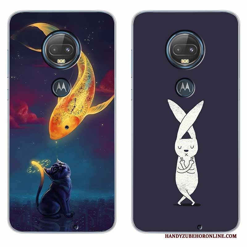 Moto G7 Bescherming Vintage Zacht Hoesje Telefoon Blauw All Inclusive Mode