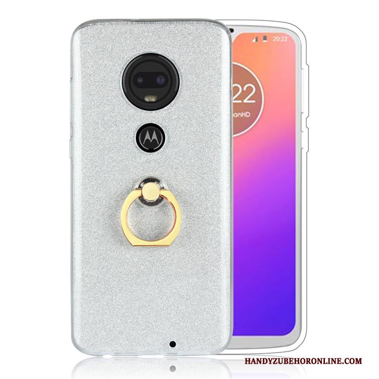 Moto G7 Eenvoudige Roze Wit Bescherming Hoesje Telefoon Ring Bedrijf