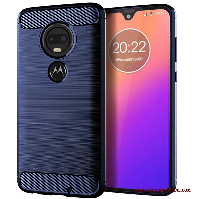 Moto G7 Plus Bescherming Blauw Siliconen Zacht Hoesje Telefoon Anti-fall Patroon