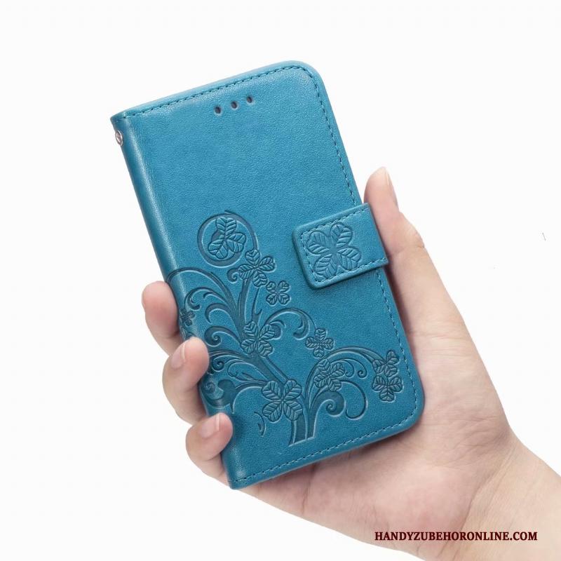 Moto G7 Plus Clamshell Anti-fall Hoesje Telefoon Blauw All Inclusive Leren Etui Bescherming