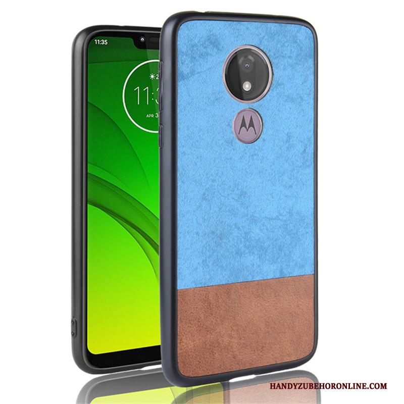 Moto G7 Power Gemengde Kleuren Blauw Hoesje Telefoon Bescherming Leer All Inclusive Denim