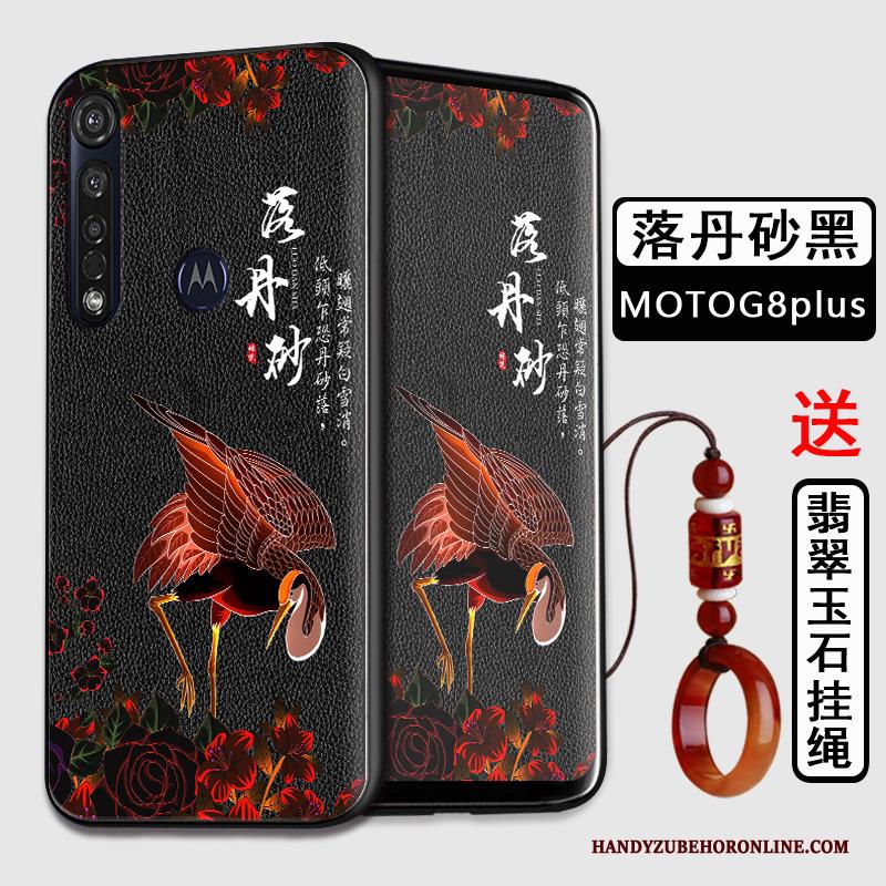 Moto G8 Plus Hoesje Telefoon Zacht All Inclusive Anti-fall Bescherming Chinese Stijl Zwart