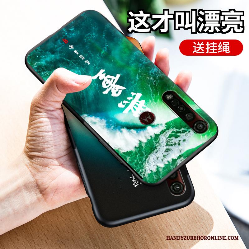 Moto G8 Plus Trend All Inclusive Siliconen Pas Hoesje Telefoon Groen Anti-fall