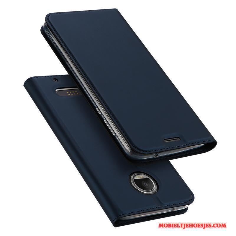 Moto Z 2018 Anti-fall Blauw Kaart Folio Leren Etui Ondersteuning Hoesje Telefoon