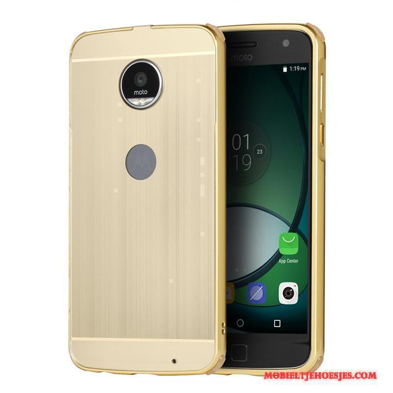 Moto Z Play Hoes Bescherming Metaal Omlijsting Goud Hoesje Mobiele Telefoon