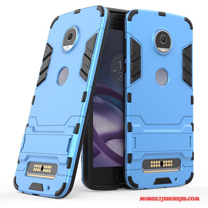 Moto Z2 Play Bescherming Hoesje Telefoon Blauw Ondersteuning