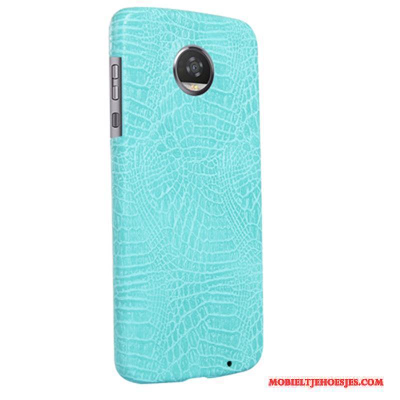 Moto Z2 Play Hoesje Telefoon Bescherming Krokodillenleer Donkerblauw Omlijsting Leren Etui