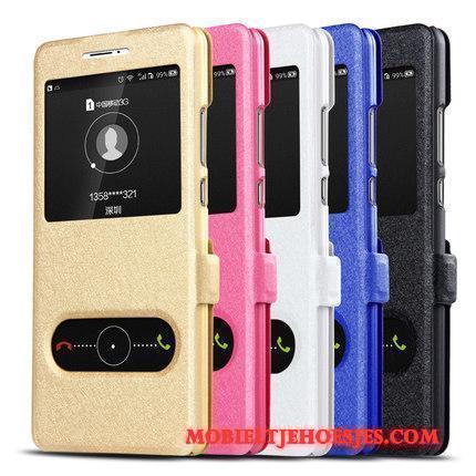 Moto Z2 Play Mobiele Telefoon Folio Bescherming Hoesje Telefoon Leren Etui Goud