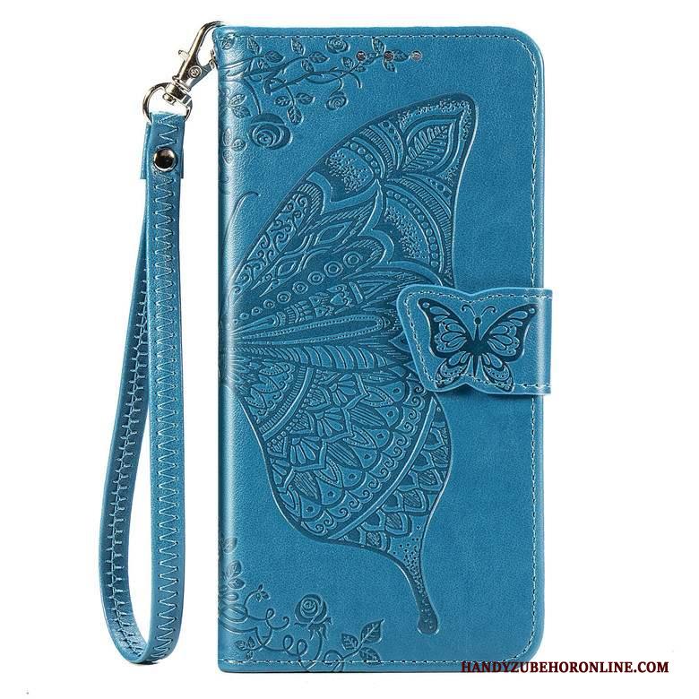 Motorola One Action Anti-fall Folio Leren Etui Blauw Hoesje Telefoon Bescherming