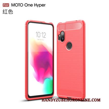 Motorola One Hyper Hoesje Fiber Hoes Antislip Bescherming Effen Kleur Anti-fall Bedrijf