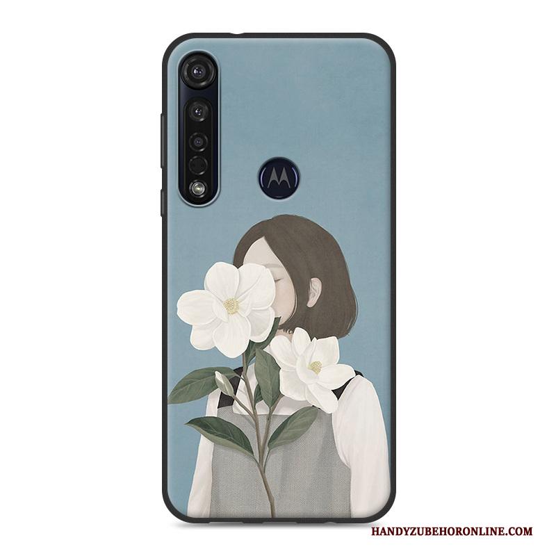 Motorola One Macro Hoesje All Inclusive Hoes Mini Blauw Zacht Kunst Vers