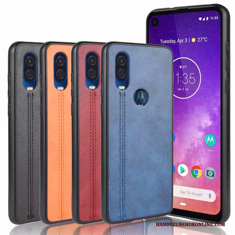 Motorola One Vision Hoes Blauw All Inclusive Bescherming Anti-fall Hoesje Telefoon