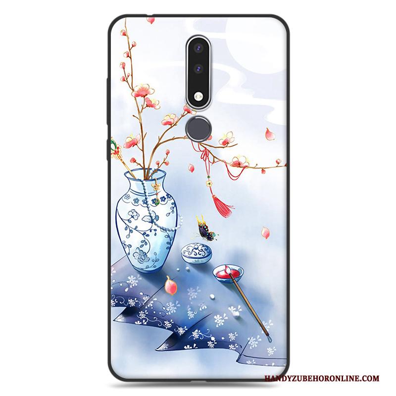 Nokia 3.1 Plus Kunst Zacht Eenvoudige Hoesje Blauw Chinese Stijl Telefoon