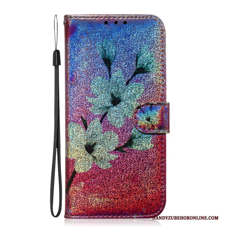 Nokia 3.1 Plus Rood Hoesje Telefoon Bloemen Leren Etui Bescherming Anti-fall Folio