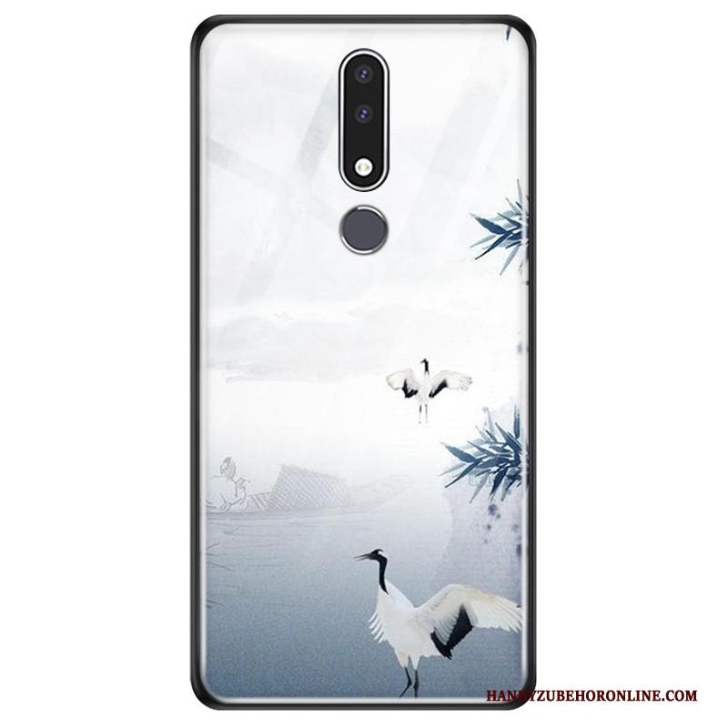 Nokia 3.1 Plus Wind Hoes Hoesje Telefoon Glas Blauw Chinese Stijl