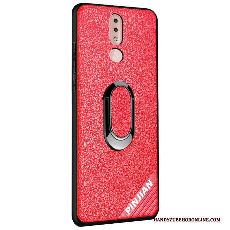 Nokia 4.2 Patroon Antislip Schrobben Kunstleer Hoesje Anti-fall Rood