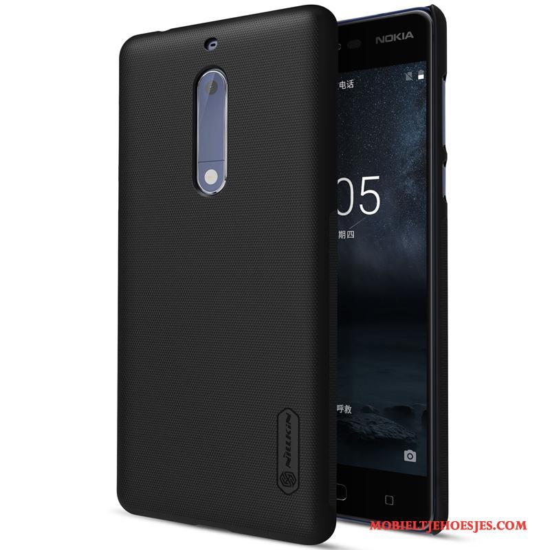 Nokia 5 Bescherming Hard Schrobben Anti-fall Hoesje Zwart Telefoon